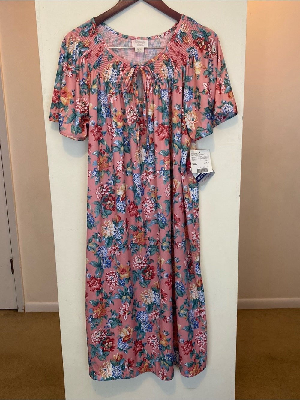 NWT Vtg Sears Carriage Court Pink Muu Muu House Dress Night Gown Womens Large